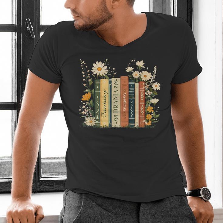 Fantasy Drama Tragedy Book Floral Subtle Men's V-Neck T-Shirt