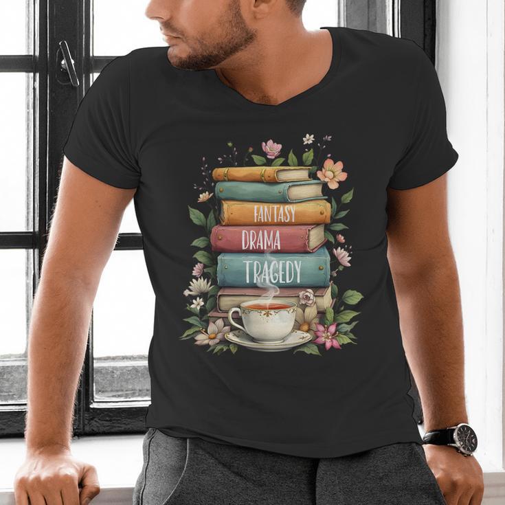 Fantasy Drama Tragedy Book Lover Subtle Watercolor Men's V-Neck T-Shirt Fantasy Drama Tragedy Book Lover Subtle Watercolor Men's V-Neck T-Shirt