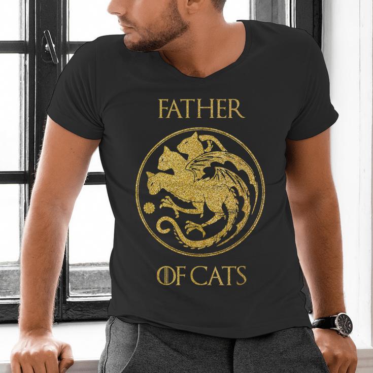 Father Of Cats Shirt Cat Dad Cat Daddy Men's V-Neck T-Shirt