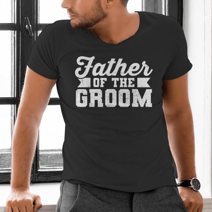 Father Of The Groom Dad Wedding Bachelor Party Distressed Men's V-Neck T-Shirt