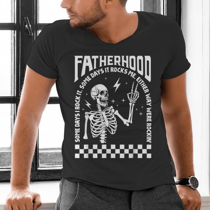 Fatherhood Dad Tour Some Days I Rock It Happy Father's Day Men's V-Neck T-Shirt Fatherhood Dad Tour Some Days I Rock It Happy Father's Day Men's V-Neck T-Shirt