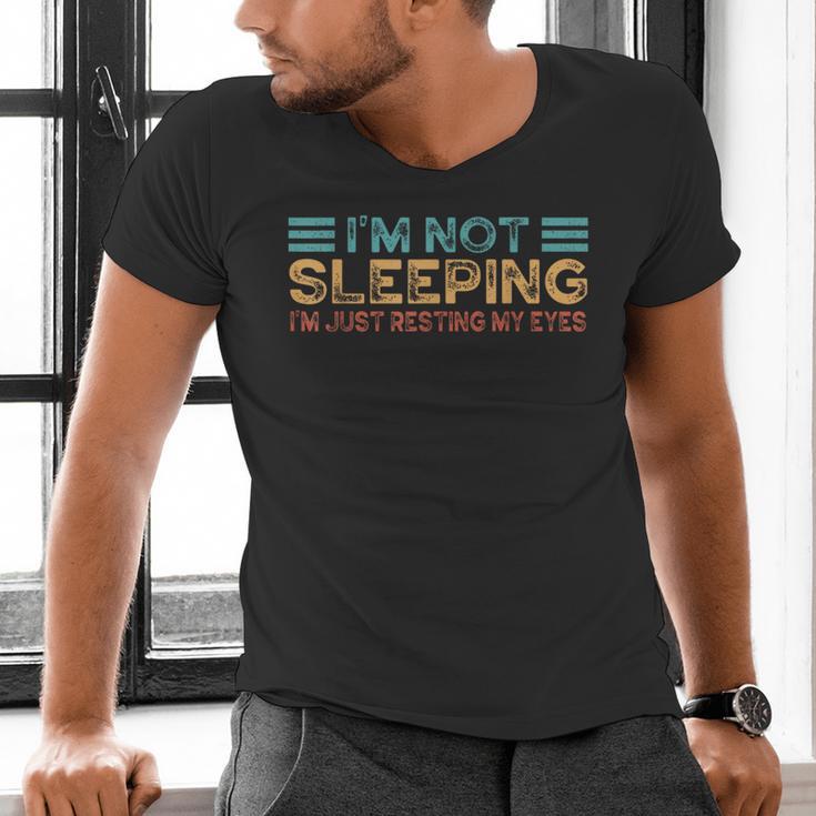 Fathers Dad Joke I'm Not Sleeping I'm Just Resting My Eyes Men's V-Neck T-Shirt