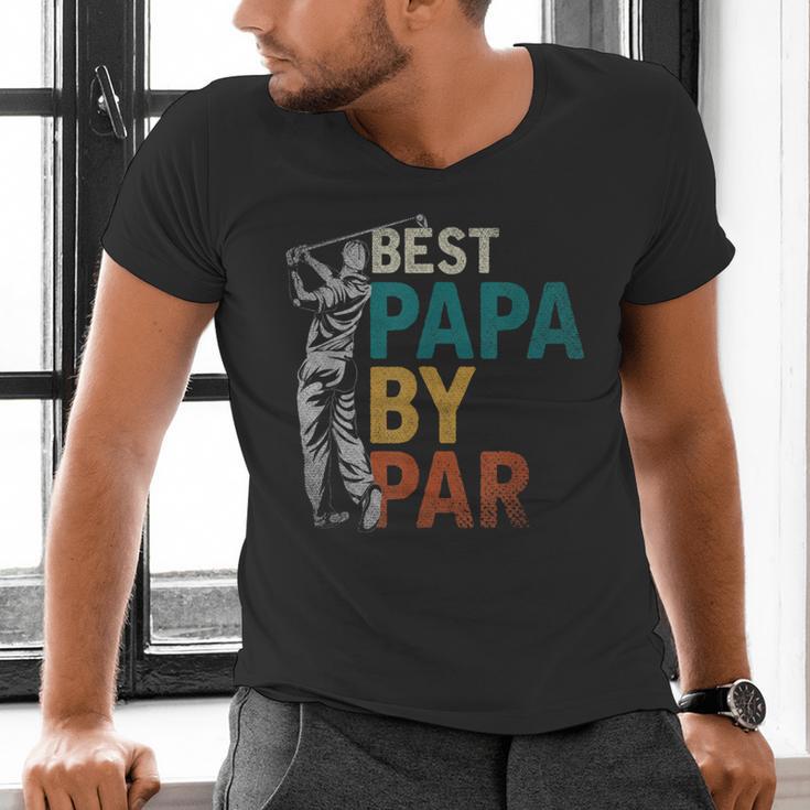 Fathers Day Golfer Dad Golfing Best Papa By Par Golf Men's V-Neck T-Shirt Fathers Day Golfer Dad Golfing Best Papa By Par Golf Men's V-Neck T-Shirt