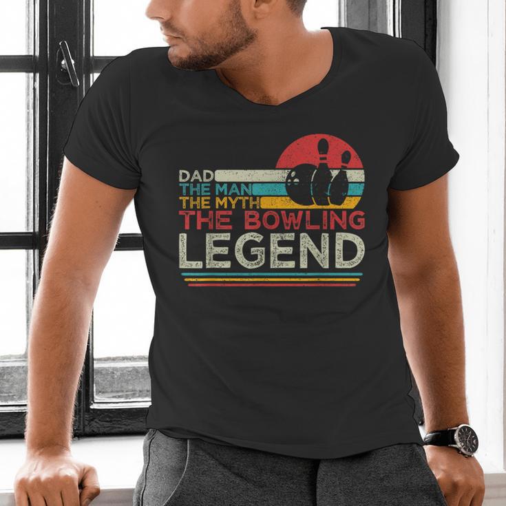 Father's Day The Man The Myth The Bowling Legend Bowler Dad Men's V-Neck T-Shirt