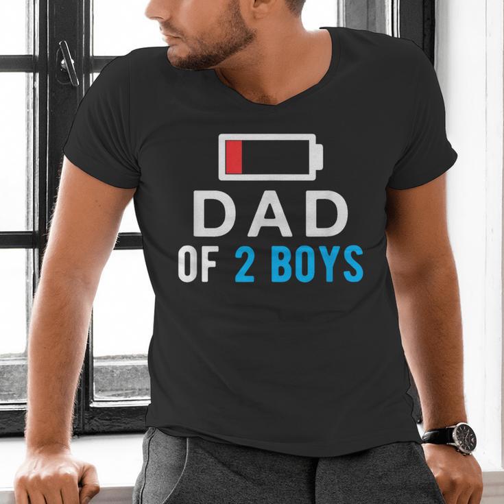 Father's Day Tee Dad Of 2 Boys Man Idea Men's V-Neck T-Shirt
