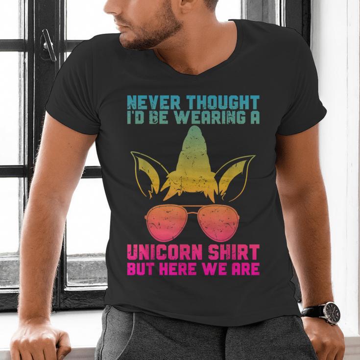 Fathers Day I Wear A Unicorn Shirt Dadacorn Men's V-Neck T-Shirt