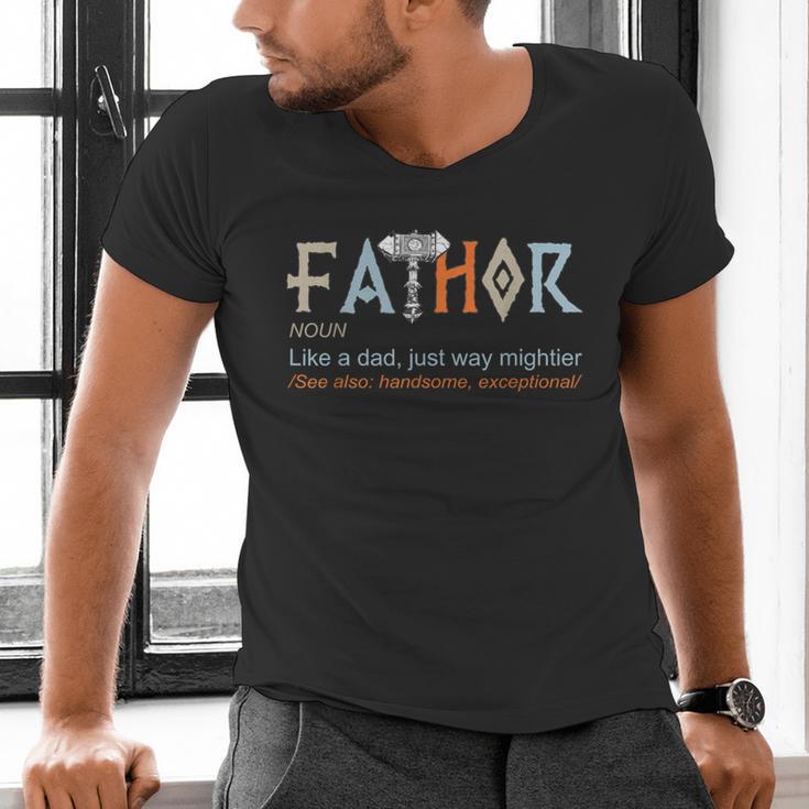 Fathor Like a Dad Just Way Mightier Father's Day Viking Men's V-Neck T-Shirt