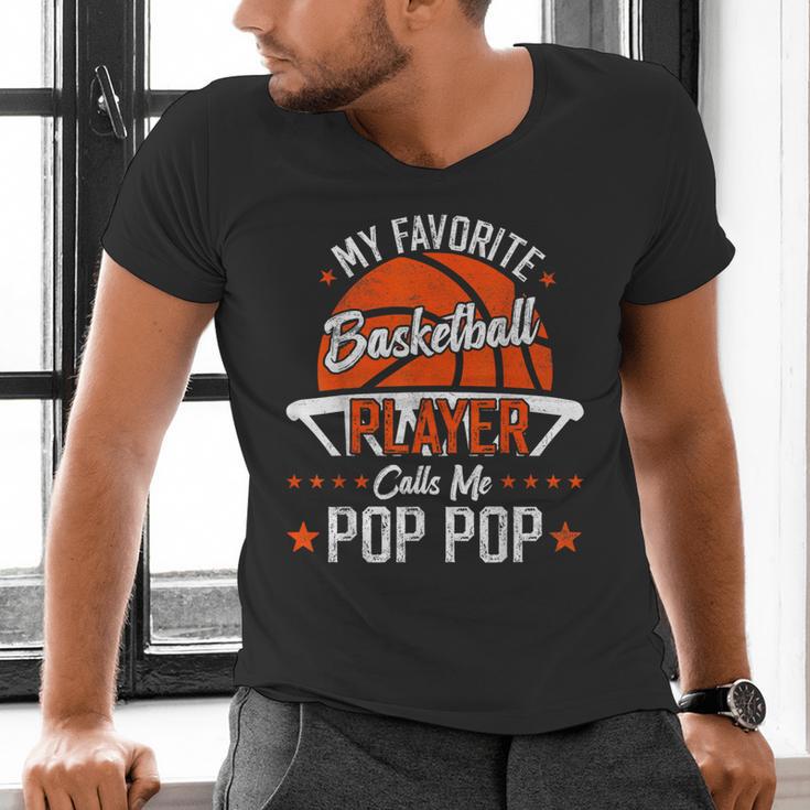 My Favorite Basketball Player Calls Me Pop Pop Funny Dad Men's V-Neck T-Shirt My Favorite Basketball Player Calls Me Pop Pop Funny Dad Men's V-Neck T-Shirt