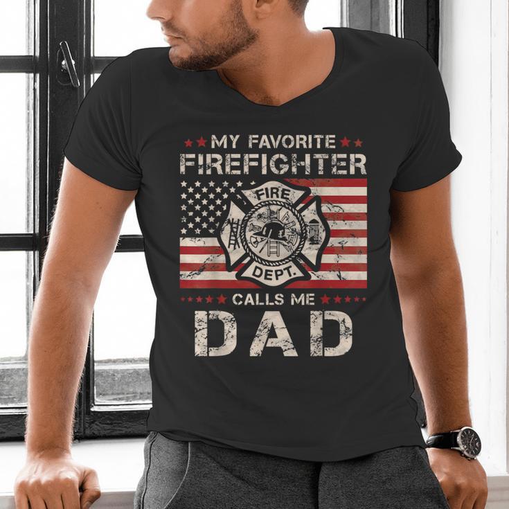 My Favorite Firefighter Calls Me Dad Fireman Father Saying Men's V-Neck T-Shirt