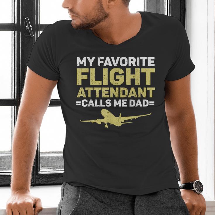My Favorite Flight Attendant Calls Me Dad Flight Attendant Men's V-Neck T-Shirt