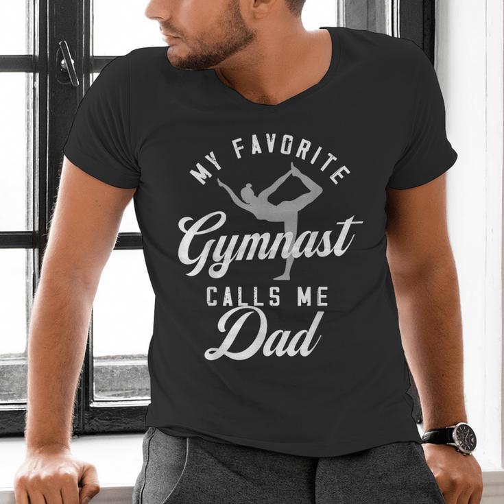 My Favorite Gymnast Calls Me Dad Mat Sports Gymnastics Men's V-Neck T-Shirt My Favorite Gymnast Calls Me Dad Mat Sports Gymnastics Men's V-Neck T-Shirt