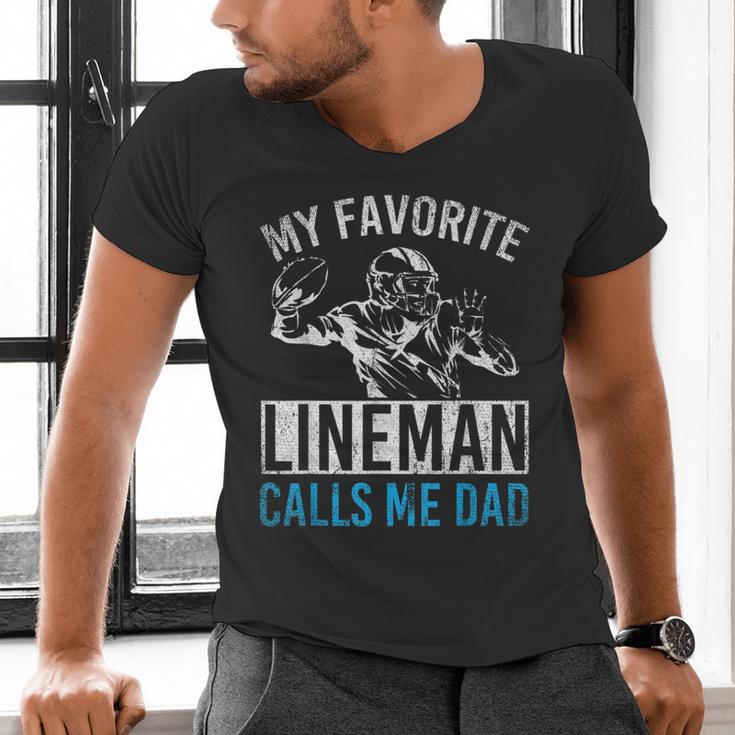 My Favorite Lineman Calls Me Dad American Football Lineman Men's V-Neck T-Shirt