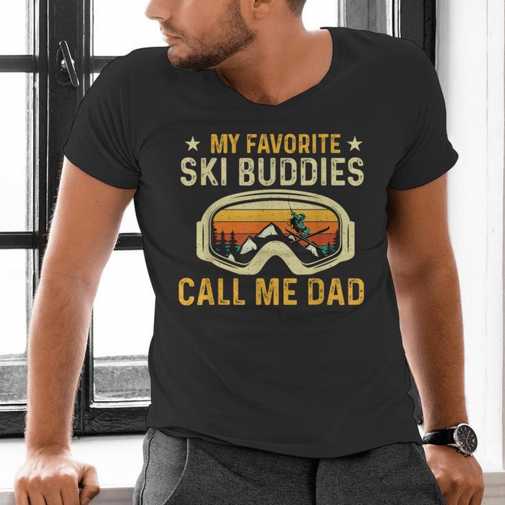 My Favorite Ski Buddies Call Me Dad Skier Skiing Lover Men's V-Neck T-Shirt