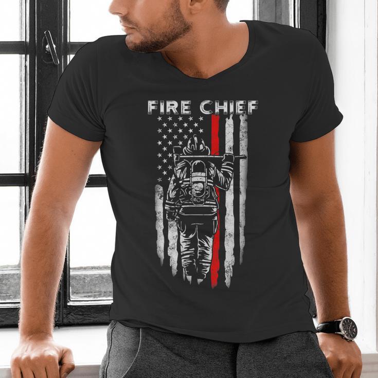 Fire Chief American Flag Gifts For Fire Chief Dad Grandpa Men's V-Neck T-Shirt