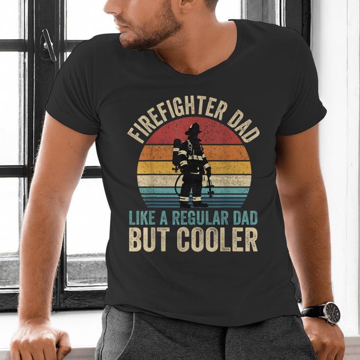 Firefighter Dad Like Regular Dad But Cooler Father's Day Men's V-Neck T-Shirt