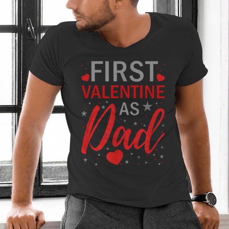 My First Valentine As Dad 2025 For a Proud New Father Men's V-Neck T-Shirt