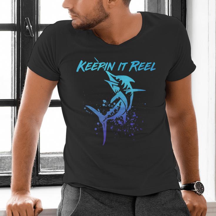 Fishing Keepin IT Reel Marlin Sport Fishermen Men Dad Men's V-Neck T-Shirt Fishing Keepin IT Reel Marlin Sport Fishermen Men Dad Men's V-Neck T-Shirt