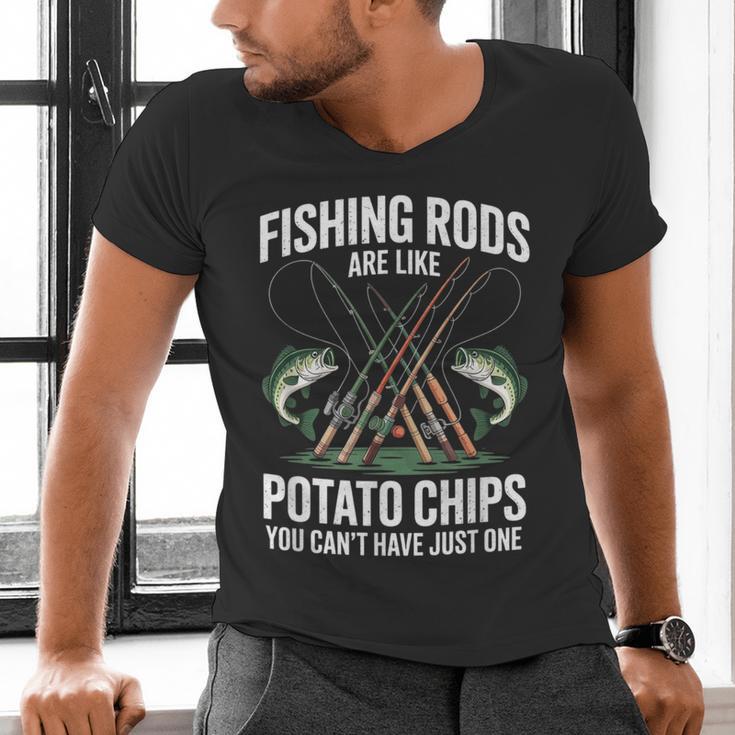Fishing Rods Are Like Potato Chips Dad Fisherman Men's V-Neck T-Shirt