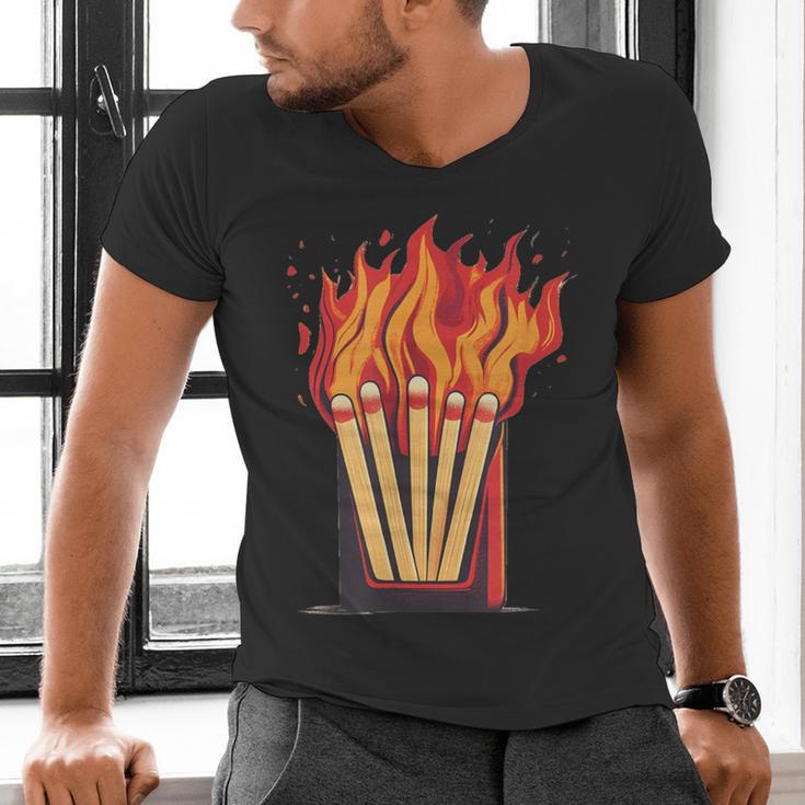 Flames And Lighter Costume For Matchbook Lovers Men's V-Neck T-Shirt Flames And Lighter Costume For Matchbook Lovers Men's V-Neck T-Shirt