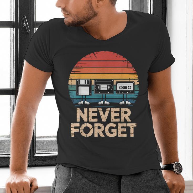 Floppy VHS Cassette Never Forget Retro 80s 90s Nostalgia Men's V-Neck T-Shirt Floppy VHS Cassette Never Forget Retro 80s 90s Nostalgia Men's V-Neck T-Shirt