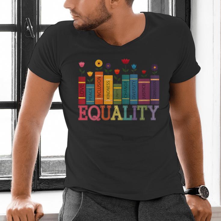 Floral Flower Book Equality Human Rights Women's Rights Men's V-Neck T-Shirt