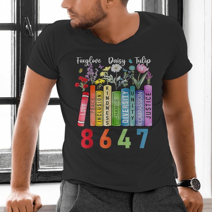 Floral Foxglove Daisy Tulip 8647 Books Lover Blooming Flower Men's V-Neck T-Shirt Floral Foxglove Daisy Tulip 8647 Books Lover Blooming Flower Men's V-Neck T-Shirt