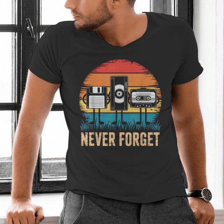 Never Forget Retro 80s 90s Floppy VHS Cassette Nostalgia Men's V-Neck T-Shirt