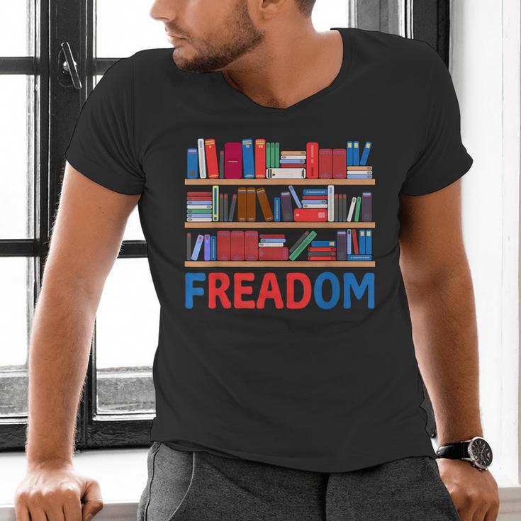 Freadom To Read Book Lover Reading Freedom Men's V-Neck T-Shirt