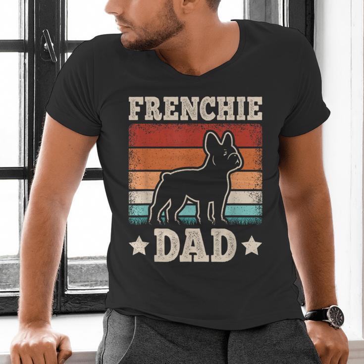 Frenchie Dad Retro French Bulldog Lover Daddy Men Men's V-Neck T-Shirt Frenchie Dad Retro French Bulldog Lover Daddy Men Men's V-Neck T-Shirt