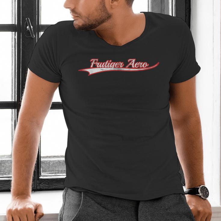 Frutiger Aero Retro Digital Aesthetic Y2K Vintage Varsity Men's V-Neck T-Shirt