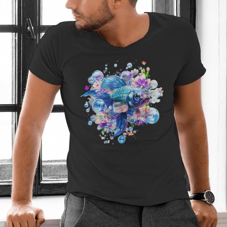 Frutiger Aero Y2K Fish Men's V-Neck T-Shirt