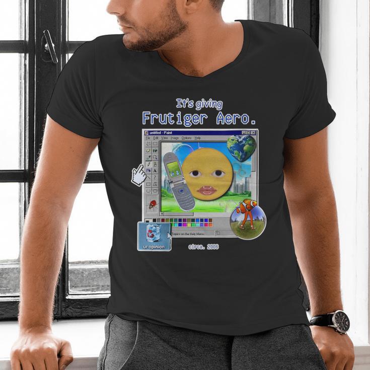 Frutiger Aero Y2K Meme Graphic 2000s Nostalgia Men's V-Neck T-Shirt Frutiger Aero Y2K Meme Graphic 2000s Nostalgia Men's V-Neck T-Shirt