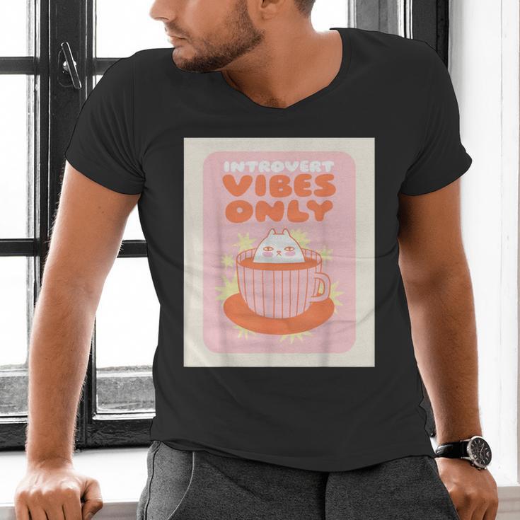 Fun Cool Cute Introvert Cat Character Quote Tea Cup For Men Women Men's V-Neck T-Shirt