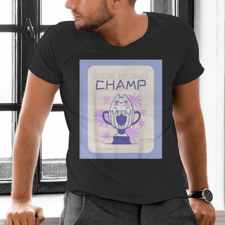 Fun Cute Introvert Cat Character Trophy For Men Women Men's V-Neck T-Shirt