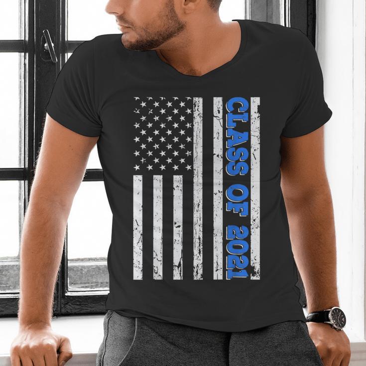 Funny Class Of 2021 American Flag Senior Graduation Men's V-Neck T-Shirt