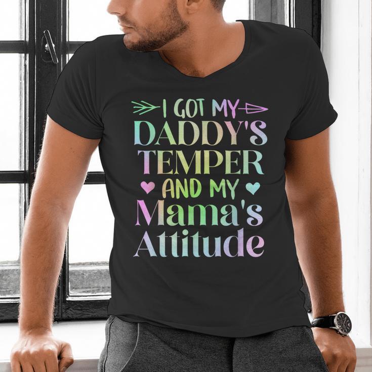 Funny Family Saying Apparel I GOT MY DADDY'S TEMPER And My Mama's Attitude Kids Men's V-Neck T-Shirt Funny Family Saying Apparel I GOT MY DADDY'S TEMPER And My Mama's Attitude Kids Men's V-Neck T-Shirt