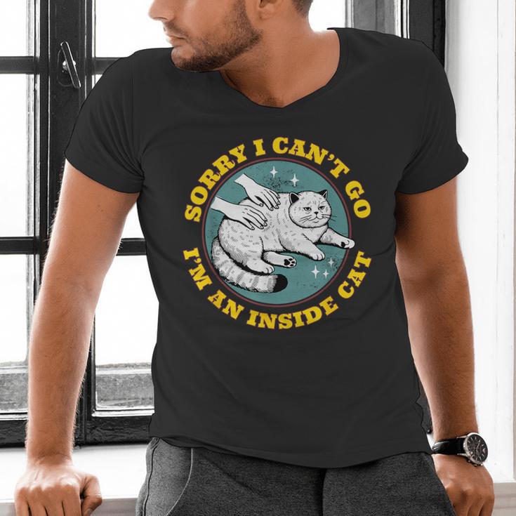 Funny Introvert Cat I Can't Go I'm An Inside Cat Homebody Men's V-Neck T-Shirt Funny Introvert Cat I Can't Go I'm An Inside Cat Homebody Men's V-Neck T-Shirt