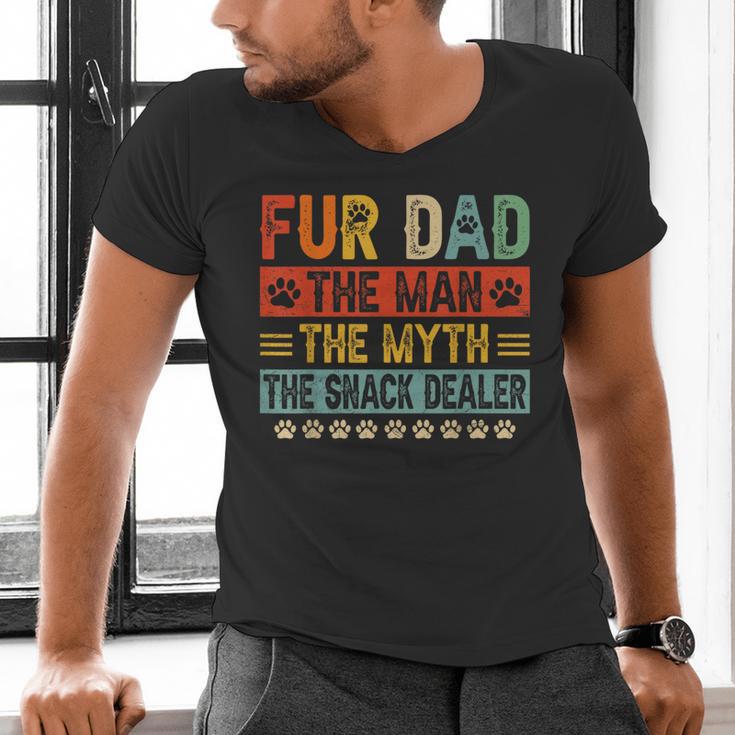 Fur Dad Man Myth Snack Dealer Paw Cat Dog Father's Day Men's V-Neck T-Shirt