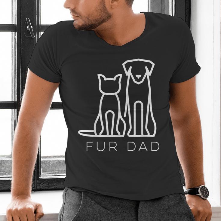 Fur Dad Pet Lover Cat Dog Dad Husband Fathers Day Wife Men's V-Neck T-Shirt