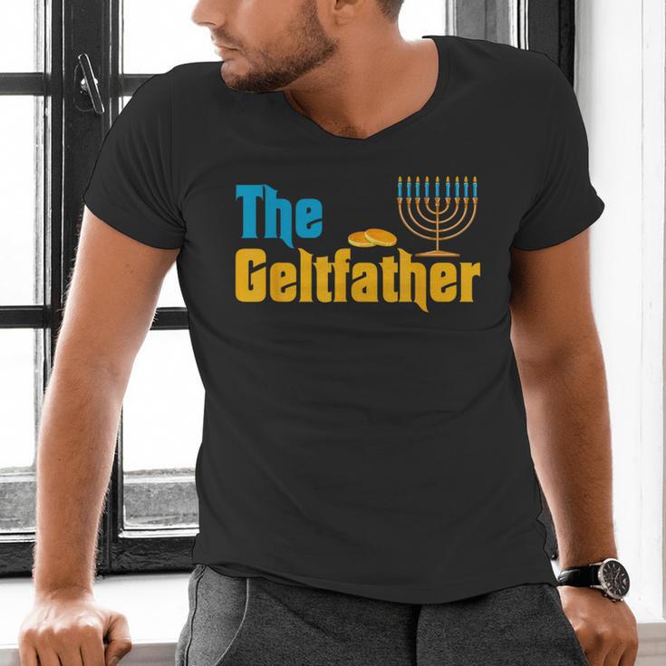 Gelt Father Hanukkah Menorah Jewish Dad Pajamas Men's V-Neck T-Shirt