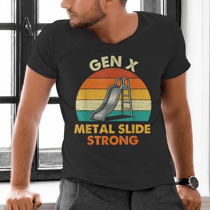 Gen X Slide Strong Generation X Gen Xer Nostalgia Men's V-Neck T-Shirt Gen X Slide Strong Generation X Gen Xer Nostalgia Men's V-Neck T-Shirt
