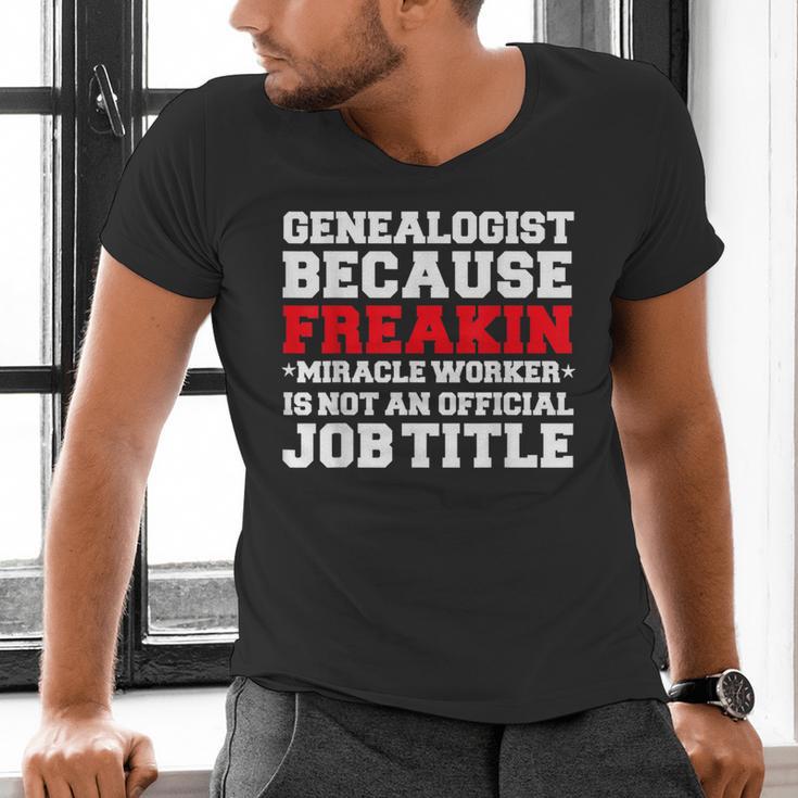 Genealogist Miracle Worker Genealogy Graduation Men's V-Neck T-Shirt