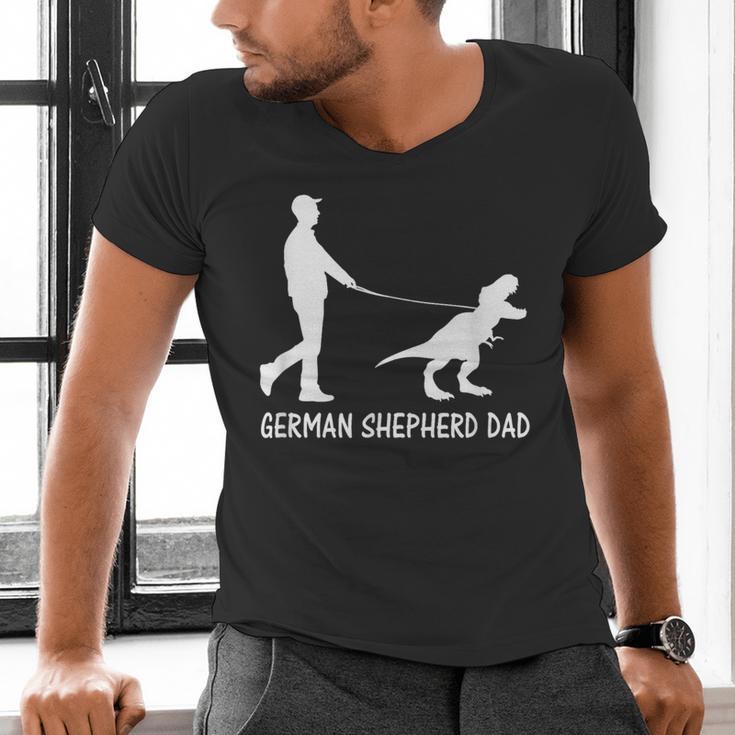 German Shepherd Dad Dinosaur GSD Owners Father's Day Men's V-Neck T-Shirt German Shepherd Dad Dinosaur GSD Owners Father's Day Men's V-Neck T-Shirt