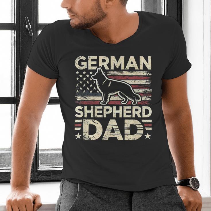 German Shepherd Dad Shirt American Flag German Shepherds Men's V-Neck T-Shirt
