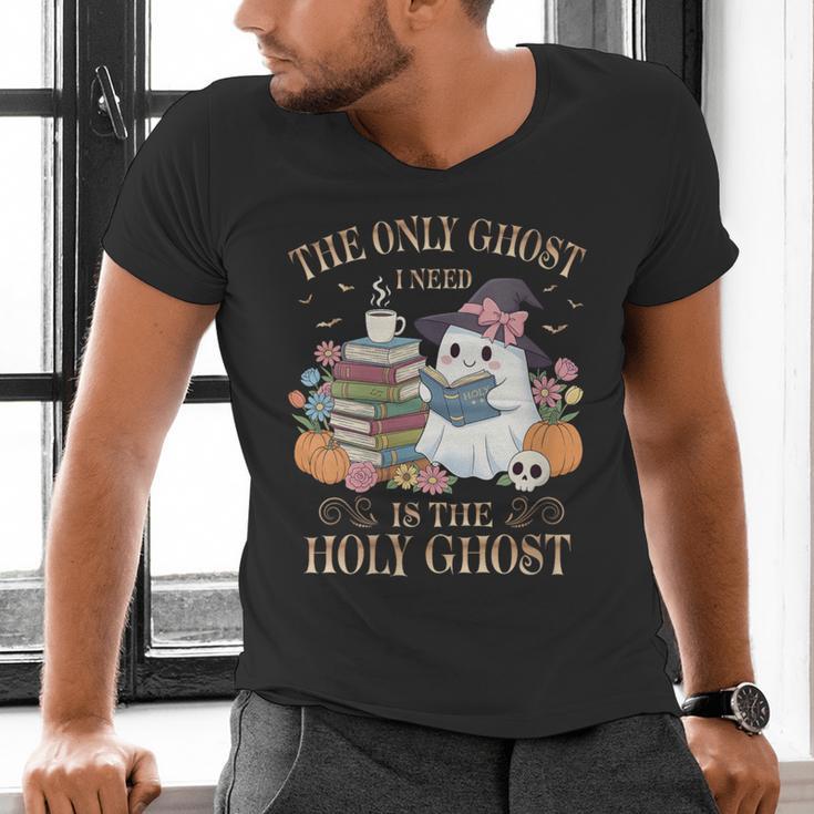 The Only Ghost I Need Is The Holy Ghost Books Reading Lovers Men's V-Neck T-Shirt