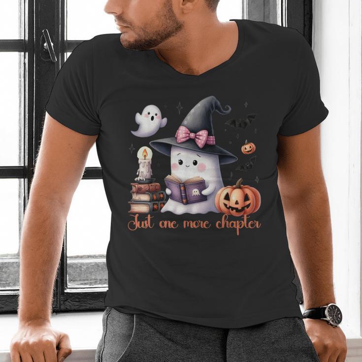 Ghost Reading Book Coquette Bow Halloween Girl Toddler Kid Men's V-Neck T-Shirt