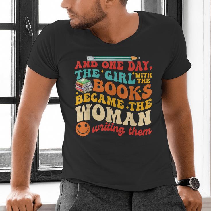The Girl With The Books Became The Woman Writing Them Men's V-Neck T-Shirt