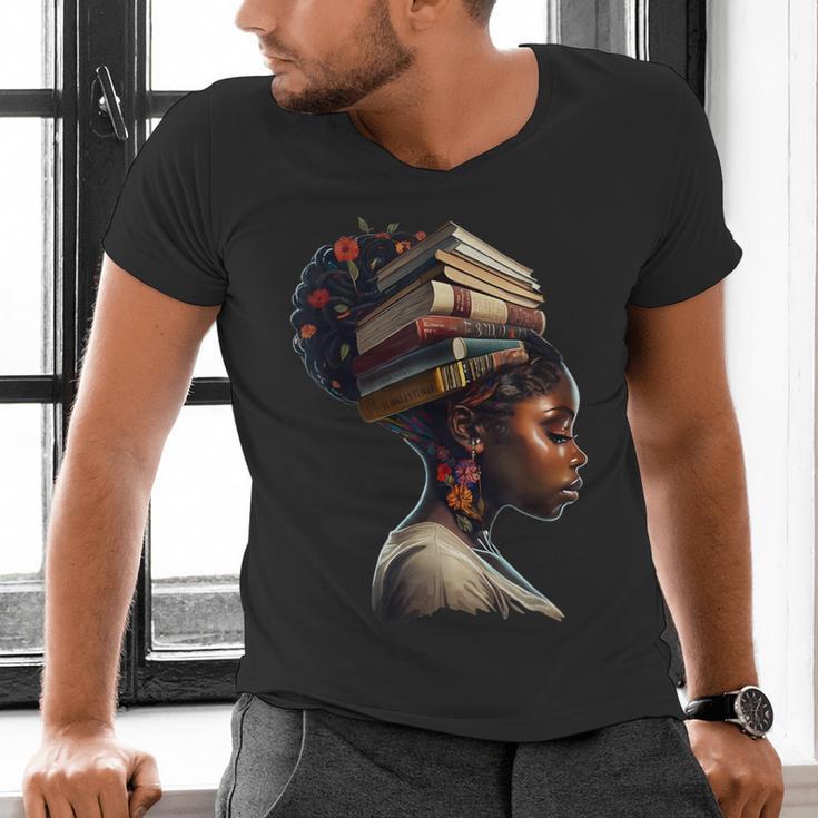 Girl Crown Of Books African Teacher Black History BHM Men's V-Neck T-Shirt Girl Crown Of Books African Teacher Black History BHM Men's V-Neck T-Shirt