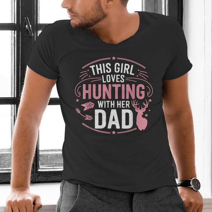 This Girl Loves Hunting With Her Dad Pink Deer Hunter Men's V-Neck T-Shirt This Girl Loves Hunting With Her Dad Pink Deer Hunter Men's V-Neck T-Shirt