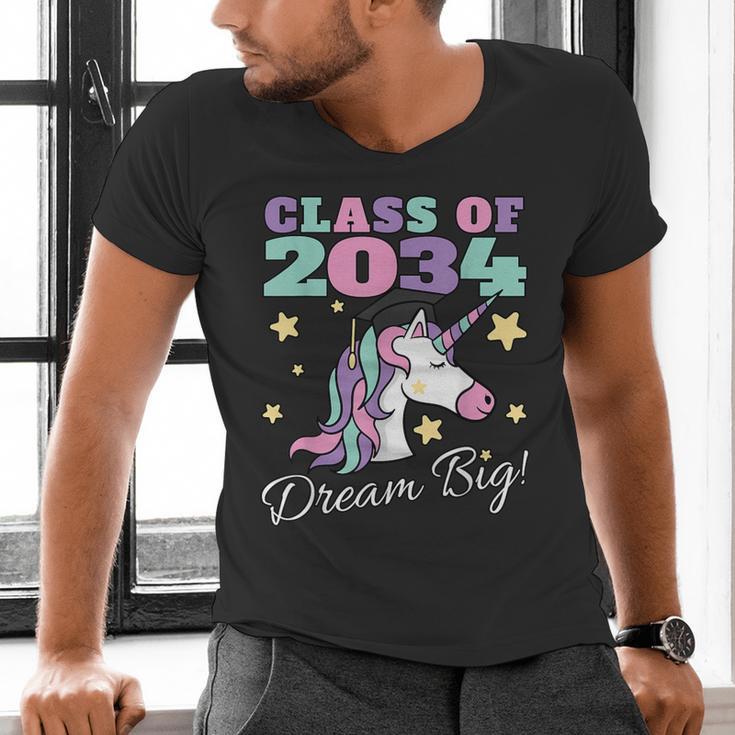Girls Class Of 2034 Magical Unicorn Graduation Cap Men's V-Neck T-Shirt